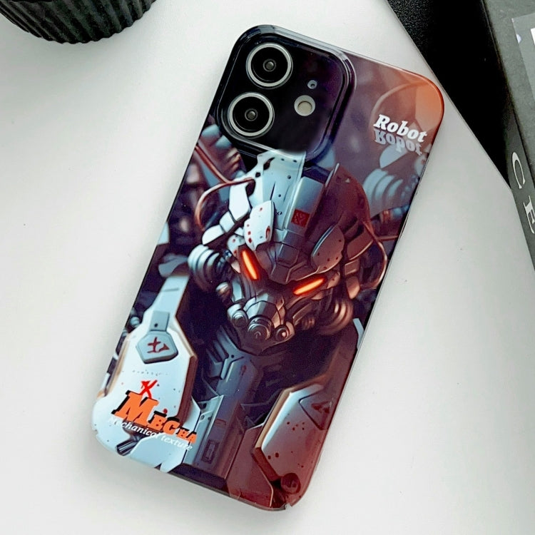 For iPhone 12 Painted Pattern Precise Hole PC Phone Case(Orange Robot) - iPhone 12 / 12 Pro Cases by PMC Jewellery | Online Shopping South Africa | PMC Jewellery