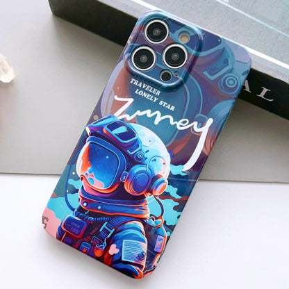 For iPhone 12 Pro Painted Pattern Precise Hole PC Phone Case(Blue Paint Astronaut) - iPhone 12 / 12 Pro Cases by PMC Jewellery | Online Shopping South Africa | PMC Jewellery