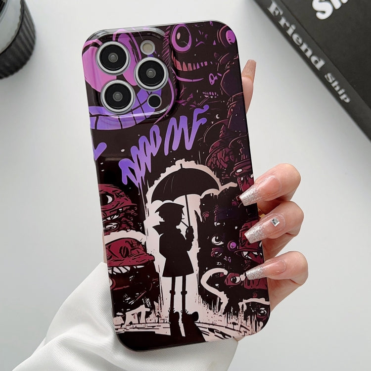 For iPhone 11 Pro Max Painted Pattern Precise Hole PC Phone Case(Black Purple Umbrella Boy) - iPhone 11 Pro Max Cases by PMC Jewellery | Online Shopping South Africa | PMC Jewellery