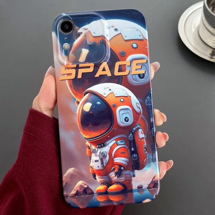 For iPhone XR Painted Pattern Precise Hole PC Phone Case(Orange Astronaut) - More iPhone Cases by PMC Jewellery | Online Shopping South Africa | PMC Jewellery