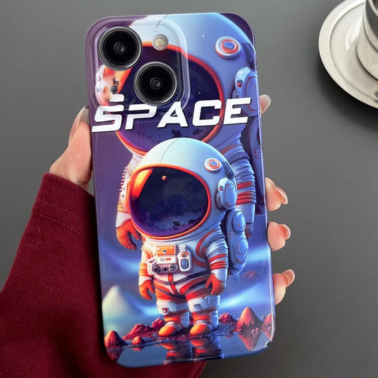 For iPhone 15 Painted Pattern Precise Hole PC Phone Case(Orange White Astronaut) - iPhone 15 Cases by PMC Jewellery | Online Shopping South Africa | PMC Jewellery