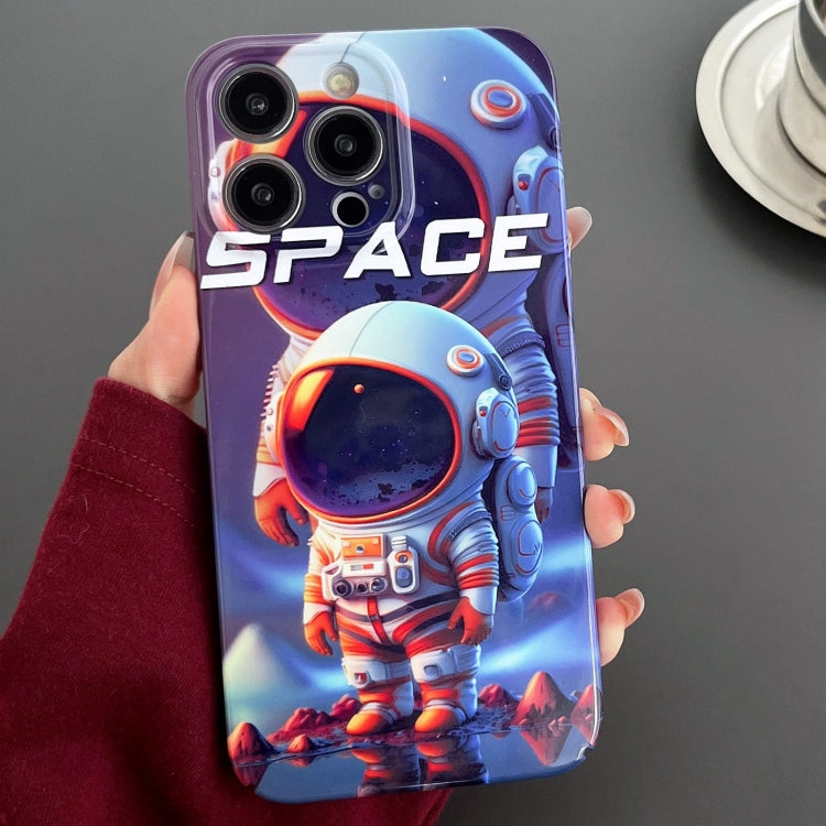 For iPhone 15 Pro Max Painted Pattern Precise Hole PC Phone Case(Orange White Astronaut) - iPhone 15 Pro Max Cases by PMC Jewellery | Online Shopping South Africa | PMC Jewellery