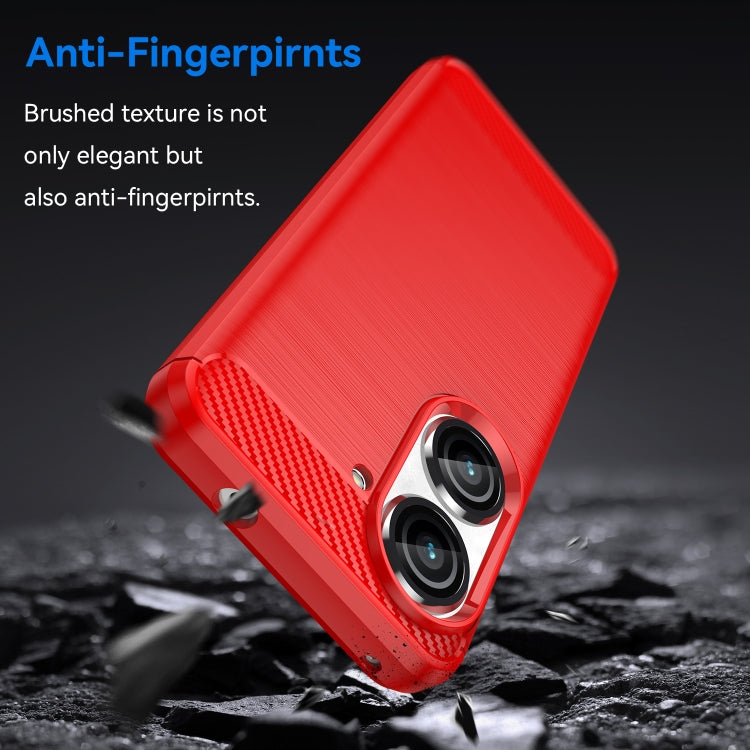 For Asus Zenfone 10 Brushed Texture Carbon Fiber TPU Case(Red) - ASUS Cases by PMC Jewellery | Online Shopping South Africa | PMC Jewellery