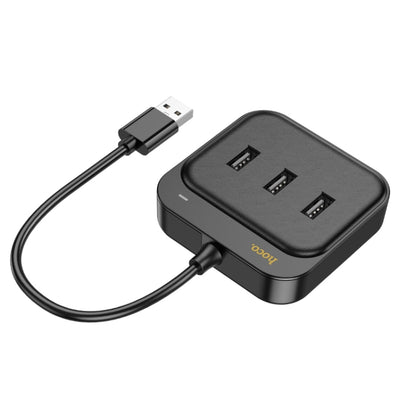 hoco HB35 4 in 1 USB to USB2.0x3+RJ45 100M Ethernet Adapter, Cable Length:0.2m(Black) - USB Network Adapter by hoco | Online Shopping South Africa | PMC Jewellery