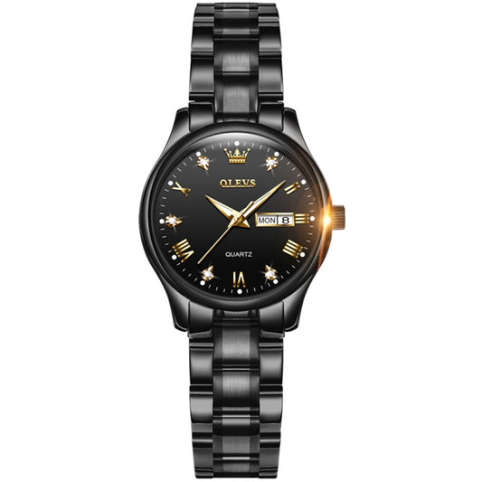 OLEVS 5563 Women Luminous Waterproof Quartz Watch(Black) - Metal Strap Watches by OLEVS | Online Shopping South Africa | PMC Jewellery
