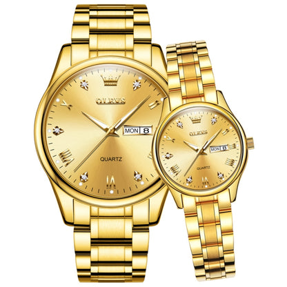 1pair OLEVS 5563 Couple Luminous Waterproof Quartz Watch(Gold) - Couple Watches by OLEVS | Online Shopping South Africa | PMC Jewellery