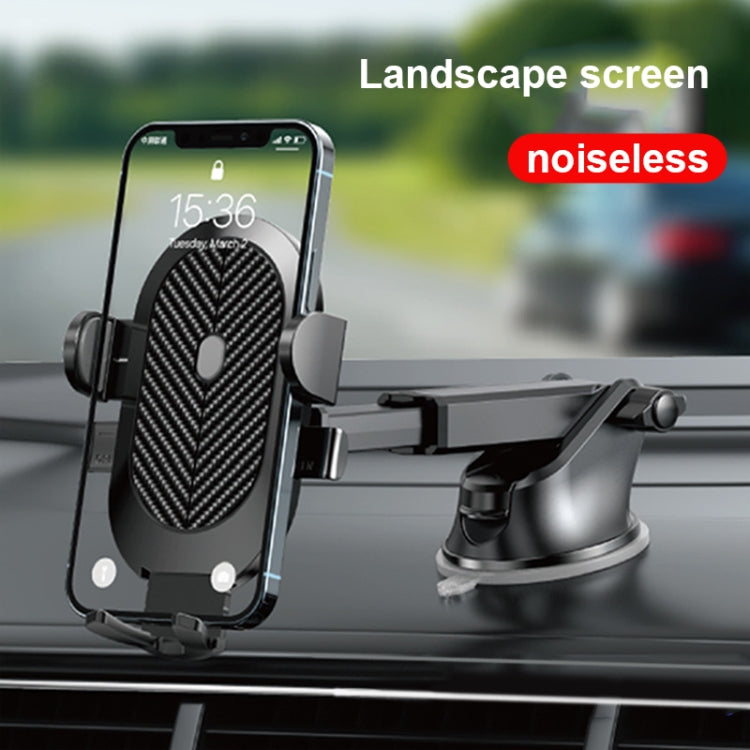 FLOVEME YXF233966 Carbon Fiber Texture One Click Lock Car Holder, Style:2 in 1(Black) - Car Holders by FLOVEME | Online Shopping South Africa | PMC Jewellery