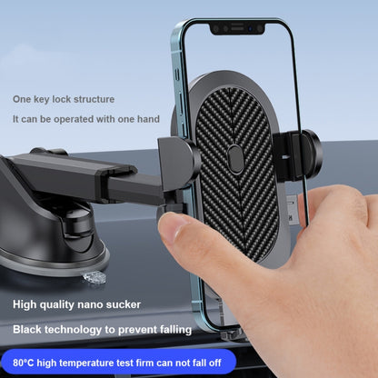 FLOVEME YXF233966 Carbon Fiber Texture One Click Lock Car Holder, Style:2 in 1(Black) - Car Holders by FLOVEME | Online Shopping South Africa | PMC Jewellery