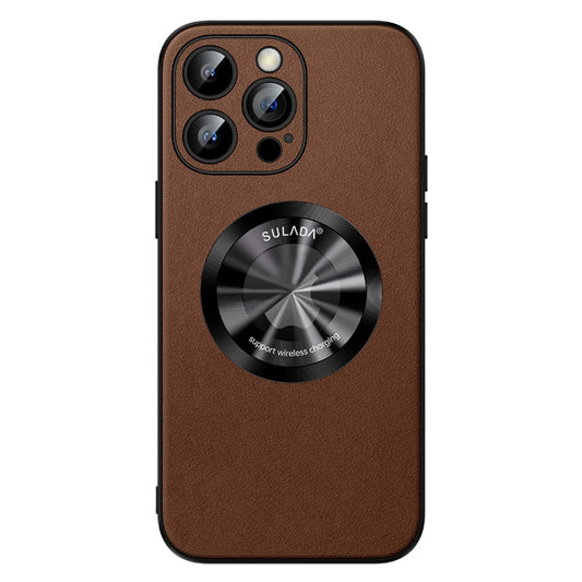 For iPhone 14 Pro SULADA Microfiber Leather MagSafe Magnetic Phone Case(Brown) - iPhone 14 Pro Cases by SULADA | Online Shopping South Africa | PMC Jewellery