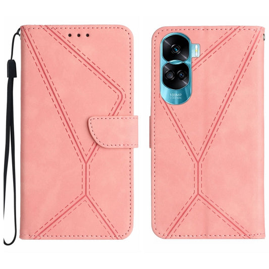 For Honor 90 Lite Stitching Embossed Leather Phone Case(Pink) - Honor Cases by PMC Jewellery | Online Shopping South Africa | PMC Jewellery