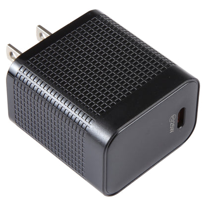 LZ-106PD 25W USB-C / Type-C Ports Plaid Pattern Travel Charger, US Plug(Black) - USB Charger by PMC Jewellery | Online Shopping South Africa | PMC Jewellery