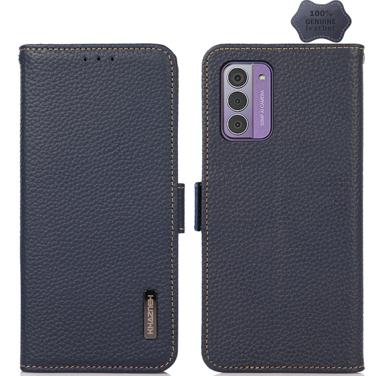 For Nokia G42 KHAZNEH Side-Magnetic Litchi Genuine Leather RFID Phone Case(Blue) - Nokia Cases by PMC Jewellery | Online Shopping South Africa | PMC Jewellery