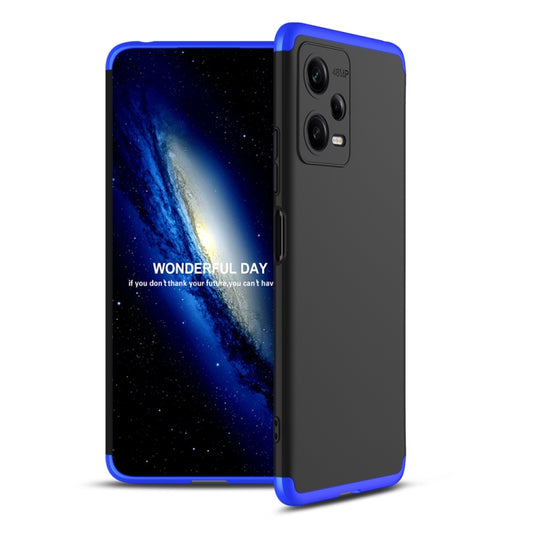 For Xiaomi Redmi Note 12 5G Global GKK Three Stage Splicing Full Coverage PC Phone Case(Black Blue) - Note 12 Cases by GKK | Online Shopping South Africa | PMC Jewellery