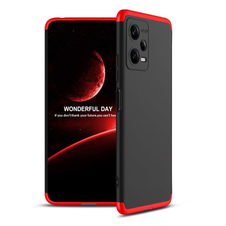 For Xiaomi Redmi Note 12 5G Global GKK Three Stage Splicing Full Coverage PC Phone Case(Black Red) - Note 12 Cases by GKK | Online Shopping South Africa | PMC Jewellery