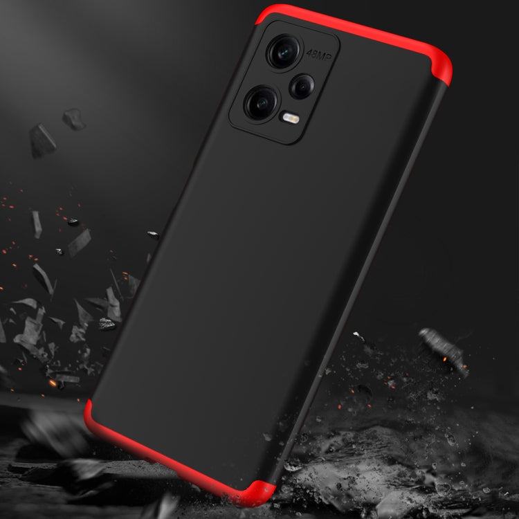 For Xiaomi Redmi Note 12 5G Global GKK Three Stage Splicing Full Coverage PC Phone Case(Black Red) - Note 12 Cases by GKK | Online Shopping South Africa | PMC Jewellery