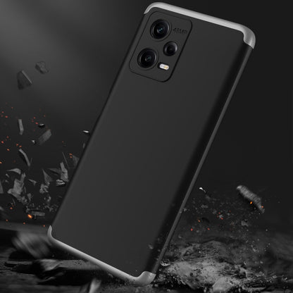 For Xiaomi Redmi Note 12 5G Global GKK Three Stage Splicing Full Coverage PC Phone Case(Black Silver) - Note 12 Cases by GKK | Online Shopping South Africa | PMC Jewellery