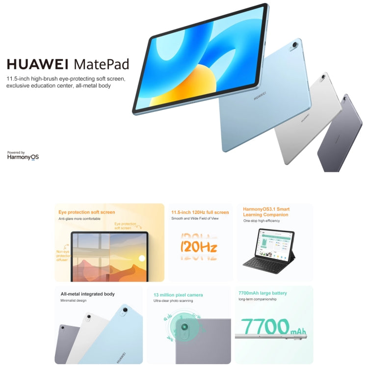 HUAWEI MatePad 11.5 inch 2023 WIFI, 8GB+256GB, HarmonyOS 3.1 Qualcomm Snapdragon 7 Gen 1 Octa Core, Not Support Google Play(Silver) - Huawei by Huawei | Online Shopping South Africa | PMC Jewellery