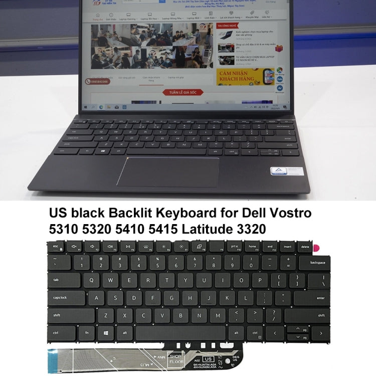 For Dell Vostro 5310 5320 5410 Latitude 3320 3420 US Version Backlight Laptop Keyboard(Black) - Dell Spare Parts by PMC Jewellery | Online Shopping South Africa | PMC Jewellery