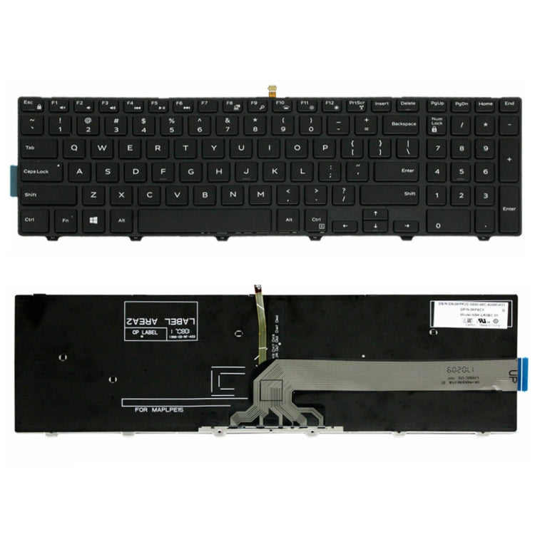 Backlight Laptop Keyboard For Dell 15-9550 / 15-3000 / 15-5542(White Word) - Dell Spare Parts by PMC Jewellery | Online Shopping South Africa | PMC Jewellery