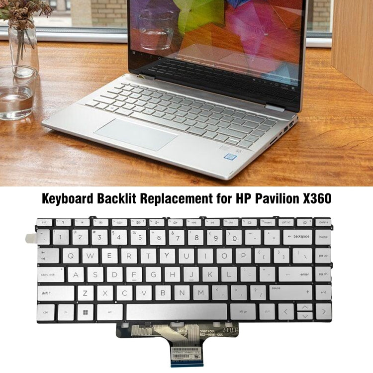 For HP Pavilion X360 14-DW US Version Laptop Backlight Keyboard(Silver) - HP Spare Parts by PMC Jewellery | Online Shopping South Africa | PMC Jewellery