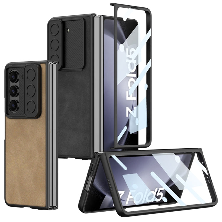 For Samsung Galaxy Z Fold5 GKK Integrated Ultra-thin Sliding Camshield Plain Leather Phone Case(Black) - Galaxy Z Fold5 Cases by GKK | Online Shopping South Africa | PMC Jewellery