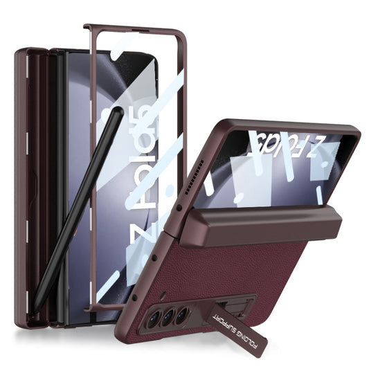 For Samsung Galaxy Z Fold5 GKK Magnetic Flip Plain Leather Phone Case with Pen Box(Wine Red) - Galaxy Z Fold5 Cases by GKK | Online Shopping South Africa | PMC Jewellery