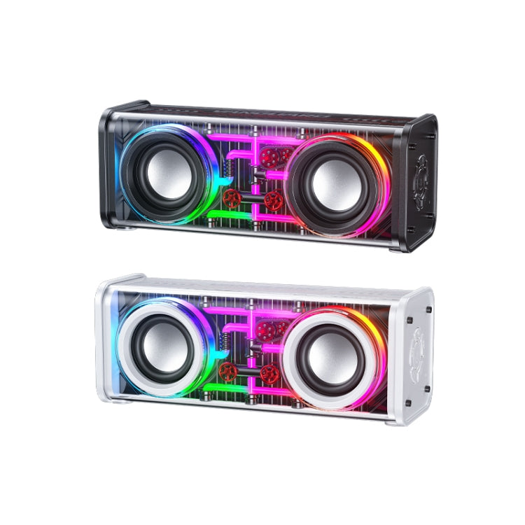 WK D45 10W Dual Speaker Transparent Mecha Bluetooth Speaker(Black) - Desktop Speaker by WK | Online Shopping South Africa | PMC Jewellery