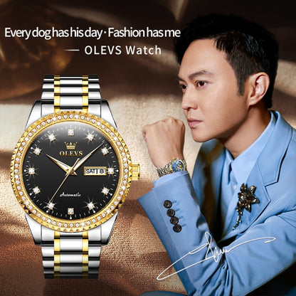 OLEVS 7003 Men Multifunctional Waterproof Mechanical Watch(Gold + Black) - Metal Strap Watches by OLEVS | Online Shopping South Africa | PMC Jewellery
