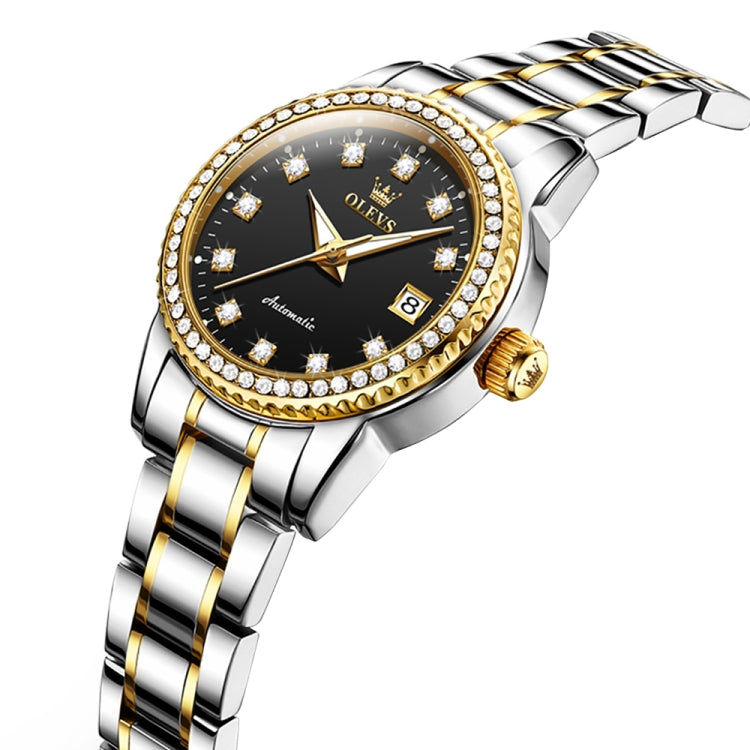 OLEVS 7003 Women Multifunctional Waterproof Mechanical Watch(Gold + Black) - Metal Strap Watches by OLEVS | Online Shopping South Africa | PMC Jewellery