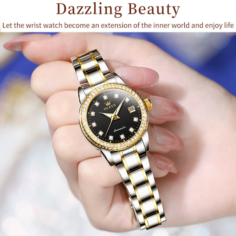 OLEVS 7003 Women Multifunctional Waterproof Mechanical Watch(Gold + Black) - Metal Strap Watches by OLEVS | Online Shopping South Africa | PMC Jewellery