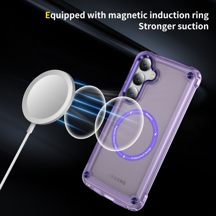 For Samsung Galaxy S24+ 5G Skin Feel TPU + PC MagSafe Magnetic Phone Case(Transparent Purple) - Galaxy S24+ 5G Cases by PMC Jewellery | Online Shopping South Africa | PMC Jewellery