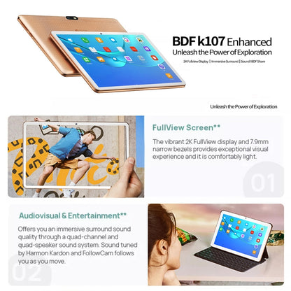 BDF K107 3G Phone Call Tablet PC 10.1 inch, 2GB+32GB, Android 9.0 MTK6735 Quad Core, Support Dual SIM, EU Plug(White) - BDF by BDF | Online Shopping South Africa | PMC Jewellery