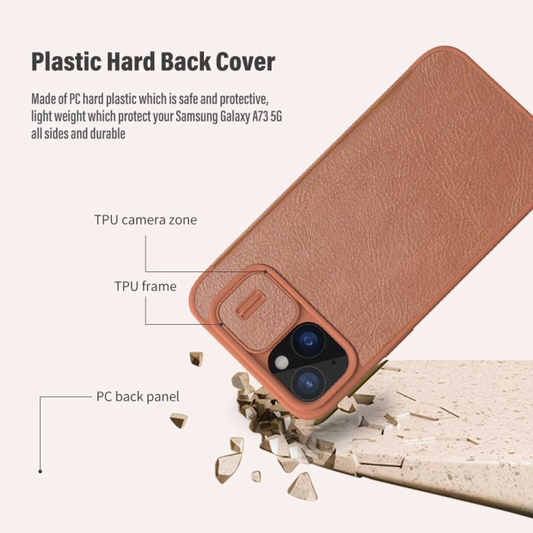 For iPhone 15 Plus NILLKIN QIN Series Pro Sliding Camera Cover Design Leather Phone Case(Brown) - iPhone 15 Plus Cases by NILLKIN | Online Shopping South Africa | PMC Jewellery