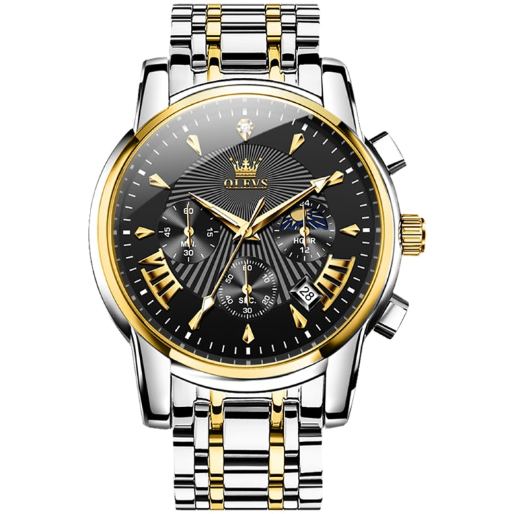 OLEVS 2892 Men Multifunctional Business Waterproof Quartz Watch(Black + Gold) - Metal Strap Watches by OLEVS | Online Shopping South Africa | PMC Jewellery