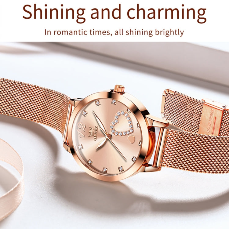 OLEVS 5189 Women Heart Shape Waterproof Quartz Watch(Rose Gold) - Metal Strap Watches by OLEVS | Online Shopping South Africa | PMC Jewellery