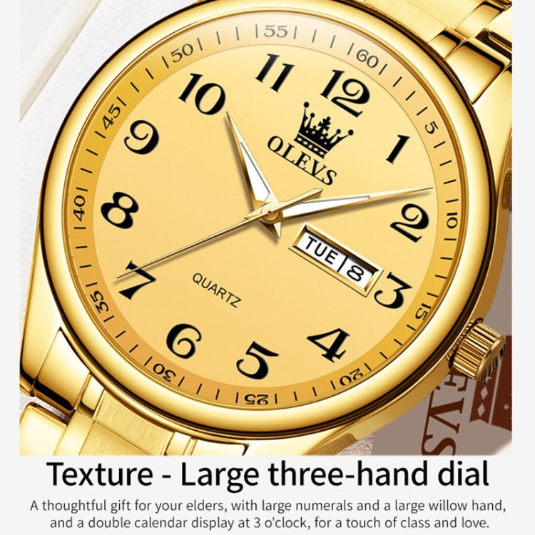 OLEVS 5567 Men Steel Strap Waterproof Quartz Watch(Gold) - Metal Strap Watches by OLEVS | Online Shopping South Africa | PMC Jewellery