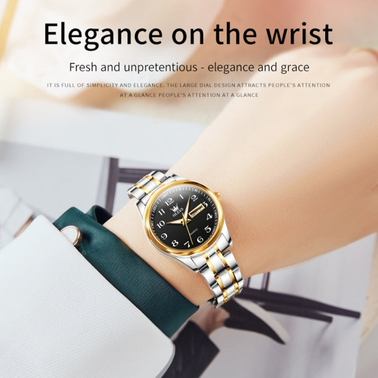 OLEVS 5567 Women Steel Strap Waterproof Quartz Watch(Black) - Metal Strap Watches by OLEVS | Online Shopping South Africa | PMC Jewellery