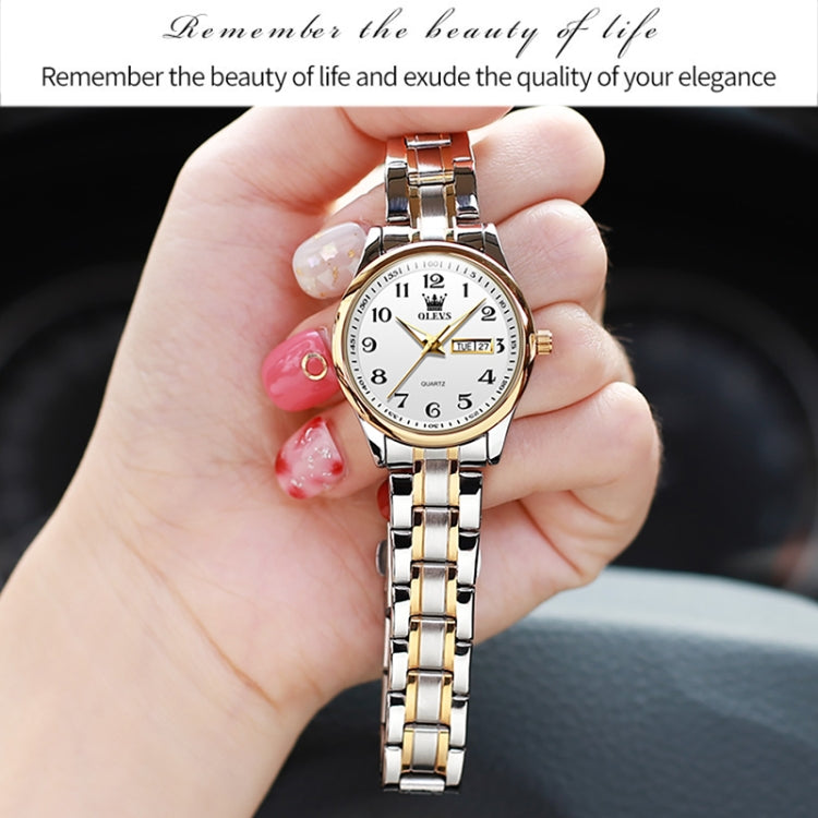OLEVS 5567 Women Steel Strap Waterproof Quartz Watch(White + Gold) - Metal Strap Watches by OLEVS | Online Shopping South Africa | PMC Jewellery