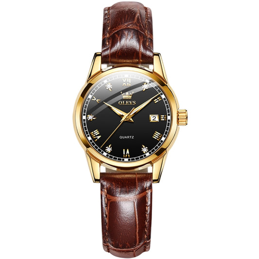 OLEVS 6896 Women Multifunctional Luminous Waterproof Quartz Watch(Black) - Leather Strap Watches by OLEVS | Online Shopping South Africa | PMC Jewellery