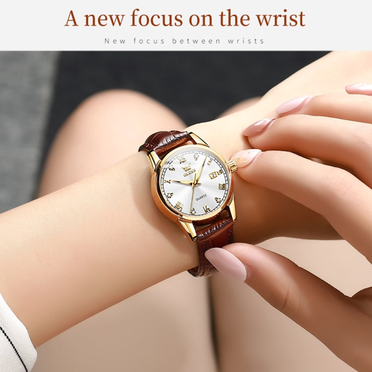 OLEVS 6896 Women Multifunctional Luminous Waterproof Quartz Watch(White) - Leather Strap Watches by OLEVS | Online Shopping South Africa | PMC Jewellery