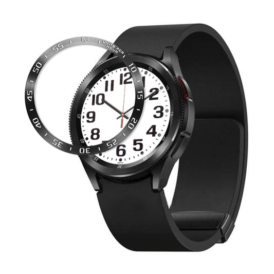 For Samsung Galaxy Watch6 Classic 47mm A Style Smart Watch Steel Ring Protective Frame(Black) - Watch Cases by PMC Jewellery | Online Shopping South Africa | PMC Jewellery