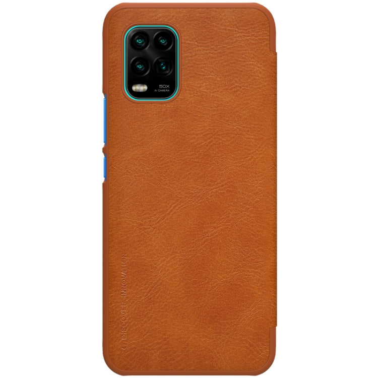 For Xiaomi Mi 10 Lite NILLKIN QIN Series Crazy Horse Texture Horizontal Flip Leather Case with Card Slot(Brown) - Xiaomi Cases by NILLKIN | Online Shopping South Africa | PMC Jewellery