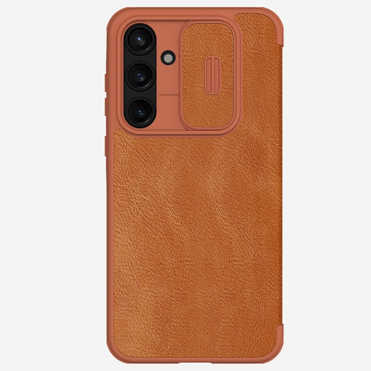 For Samsung Galaxy A55 NILLKIN QIN Series Pro Sliding Camera Cover Design Leather Phone Case(Brown) - Galaxy Phone Cases by NILLKIN | Online Shopping South Africa | PMC Jewellery