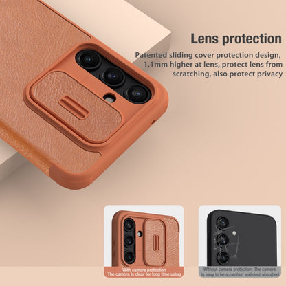 For Samsung Galaxy A55 NILLKIN QIN Series Pro Sliding Camera Cover Design Leather Phone Case(Brown) - Galaxy Phone Cases by NILLKIN | Online Shopping South Africa | PMC Jewellery