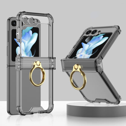 For Samsung Galaxy Z Flip5 Gkk Airbag Hinge Silicone Phone Case with Ring Holder(Transparent Black) - Galaxy Z Flip5 Cases by GKK | Online Shopping South Africa | PMC Jewellery