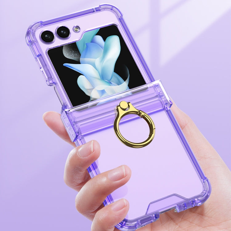 For Samsung Galaxy Z Flip5 Gkk Airbag Hinge Silicone Phone Case with Ring Holder(Transparent Purple) - Galaxy Z Flip5 Cases by GKK | Online Shopping South Africa | PMC Jewellery