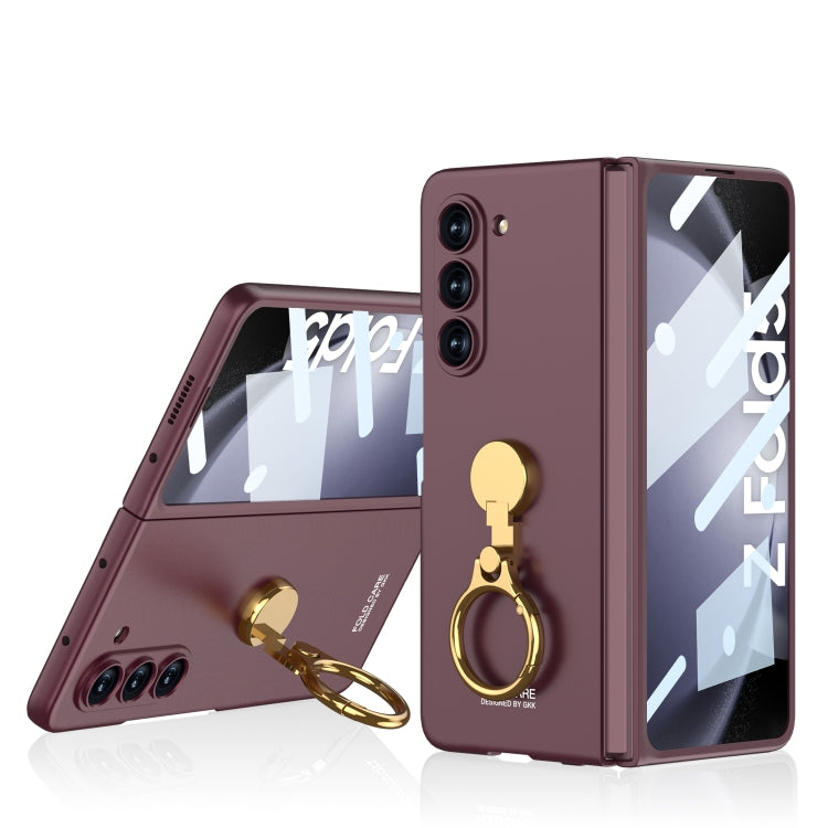 For Samsung Galaxy Z Fold5 GKK Ultra-thin Triaxial Ring Holder PC Phone Case(Wine Red) - Galaxy Z Fold5 Cases by GKK | Online Shopping South Africa | PMC Jewellery