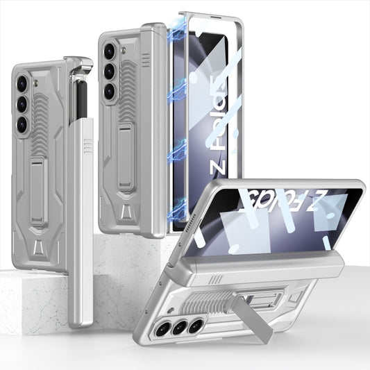 For Samsung Galaxy Z Fold5 GKK Integrated Folding Battle Shell PC Phone Case with Pen Box(Silver) - Galaxy Z Fold5 Cases by GKK | Online Shopping South Africa | PMC Jewellery