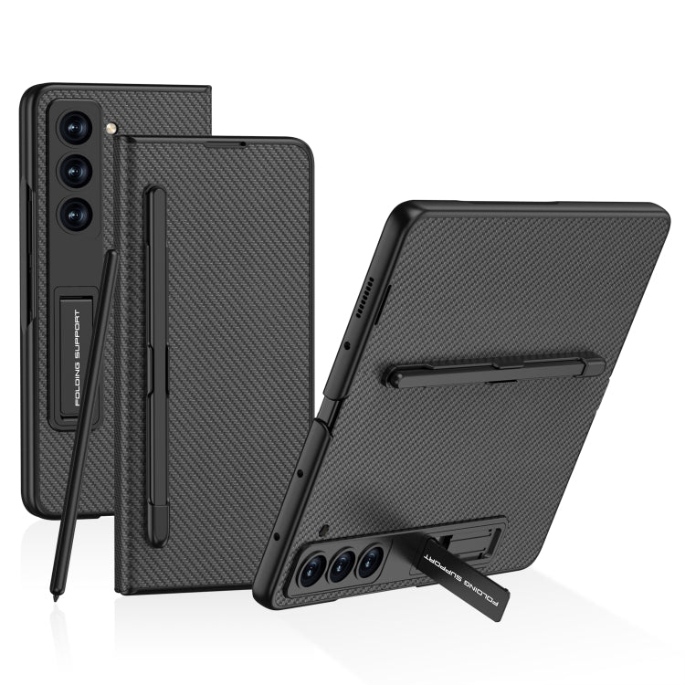 For Samsung Galaxy Z Fold5 GKK Flip Leather All-Inclusive Phone Case with Pen Holder(Carbon Fiber) - Galaxy Z Fold5 Cases by GKK | Online Shopping South Africa | PMC Jewellery