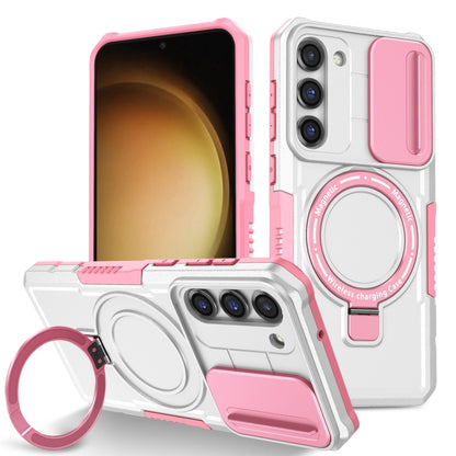 For Samsung Galaxy S23+ 5G Sliding Camshield Magsafe Holder TPU Hybrid PC Phone Case(Pink White) - Galaxy S23+ 5G Cases by PMC Jewellery | Online Shopping South Africa | PMC Jewellery